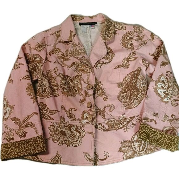 Jackets & Blazers - Alexis & Avery Pink Floral Paisley Blazer Jacket Small Cotton Made in USA